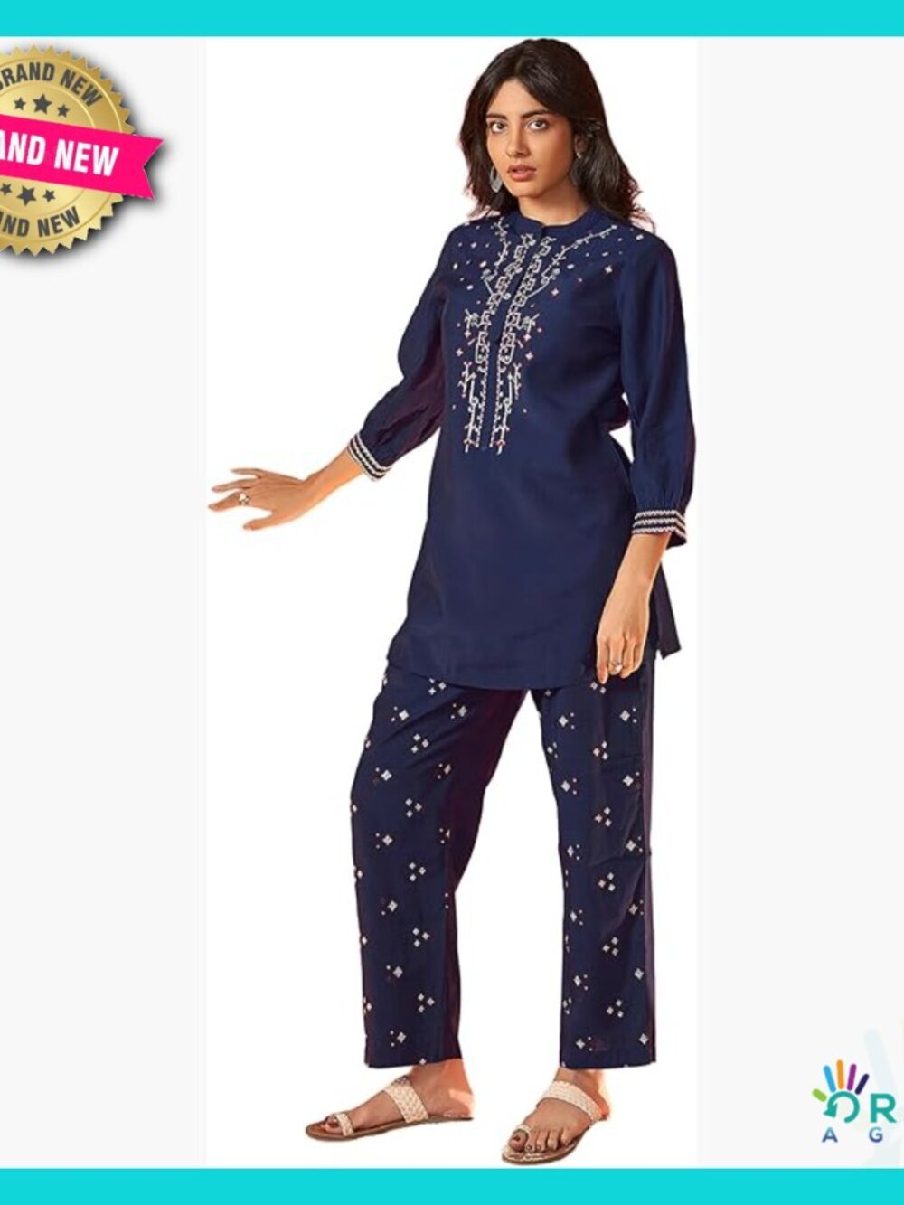Embroidered Viscose Kurta Set Elegant Festive Ethnic Tunic Outfit